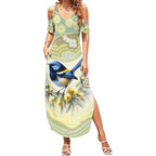 Splendid Fairy-wren Personalised Summer Maxi Dress Aboriginal Australian Dot Painting - Aussie Hoodie