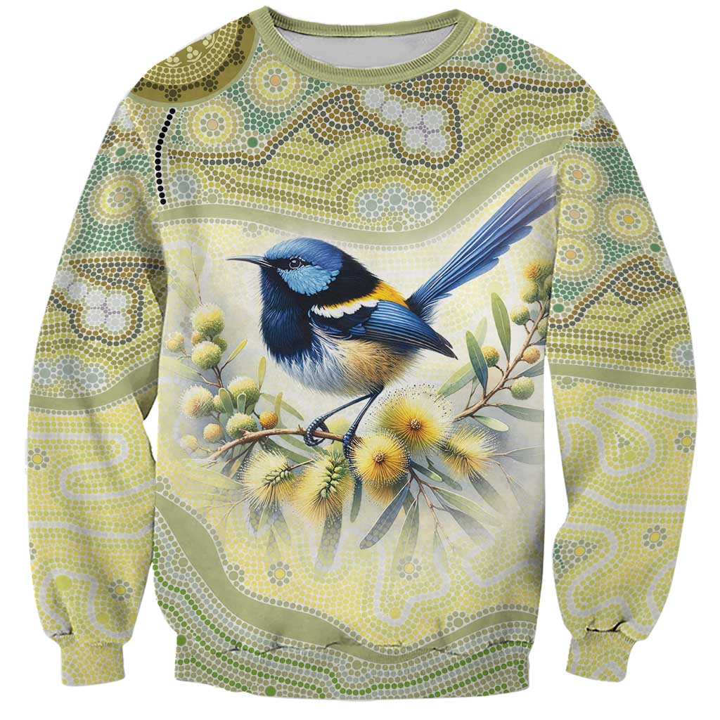 Splendid Fairy-wren Personalised Sweatshirt Aboriginal Australian Dot Painting - Aussie Hoodie