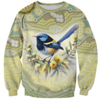 Splendid Fairy-wren Personalised Sweatshirt Aboriginal Australian Dot Painting - Aussie Hoodie