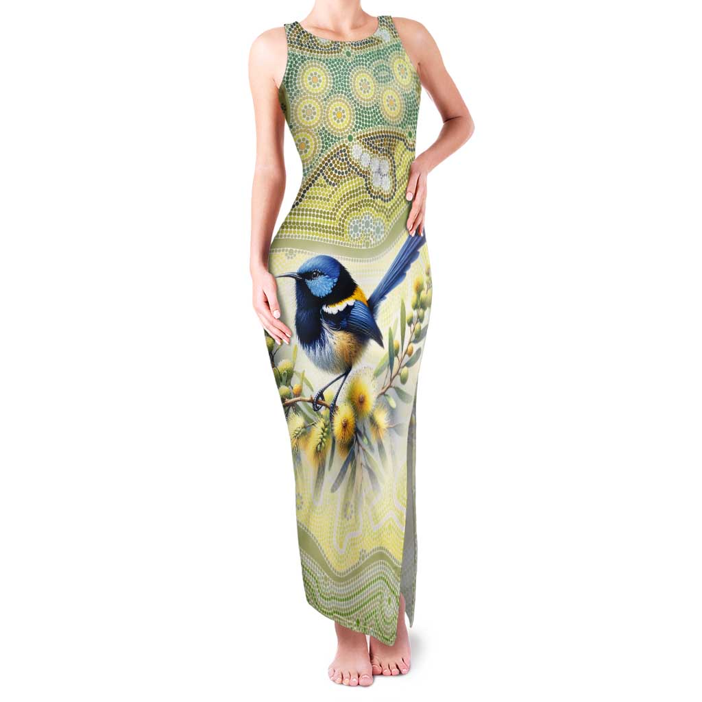 Splendid Fairy-wren Personalised Tank Maxi Dress Aboriginal Australian Dot Painting - Aussie Hoodie