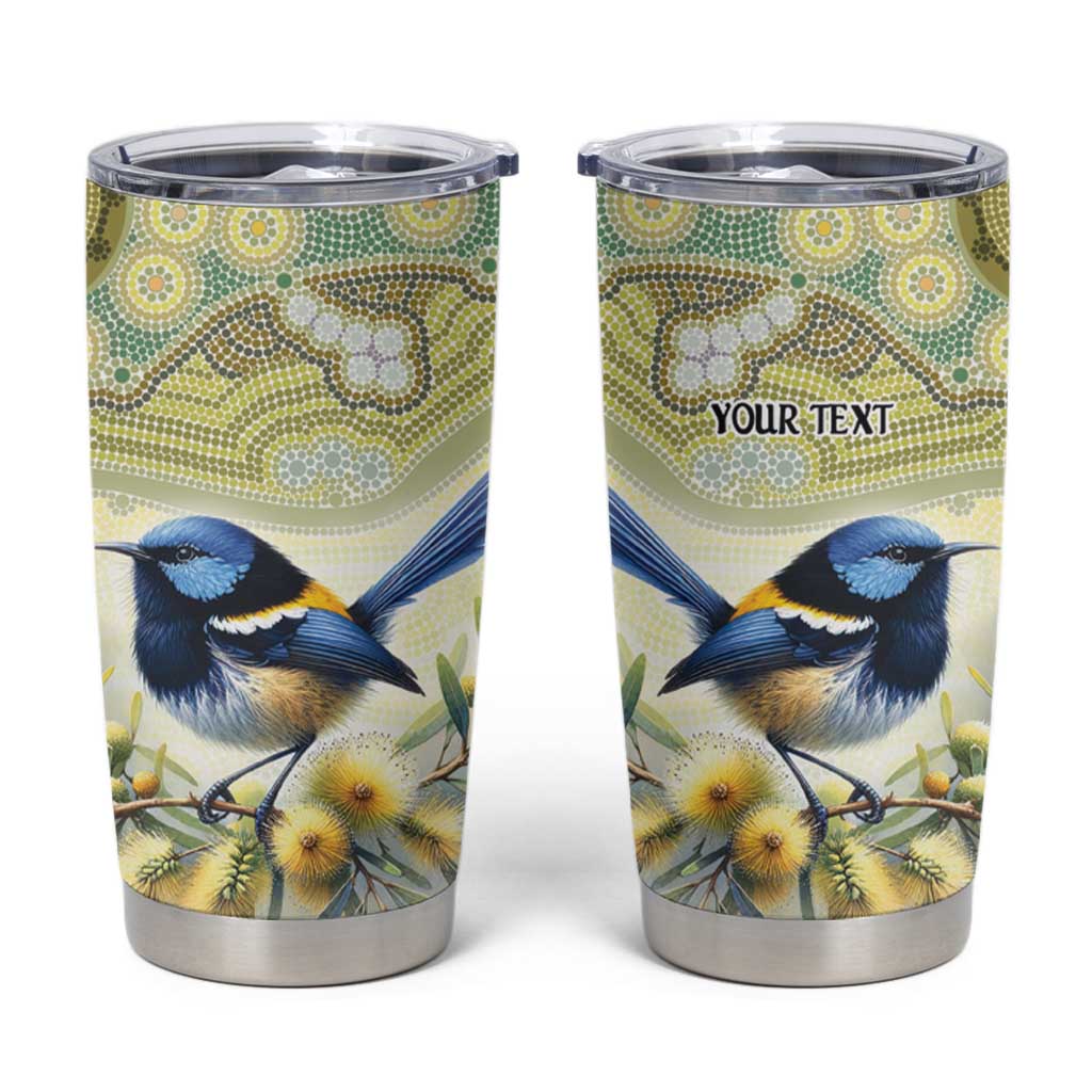 Splendid Fairy-wren Personalised Tumbler Cup Aboriginal Australian Dot Painting - Aussie Hoodie