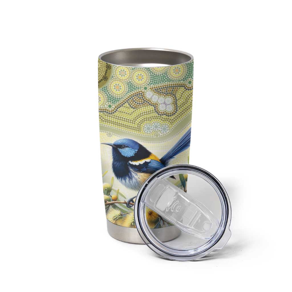 Splendid Fairy-wren Personalised Tumbler Cup Aboriginal Australian Dot Painting - Aussie Hoodie
