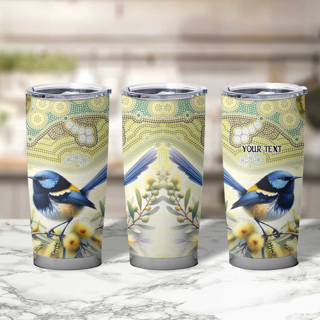 Splendid Fairy-wren Personalised Tumbler Cup Aboriginal Australian Dot Painting - Aussie Hoodie