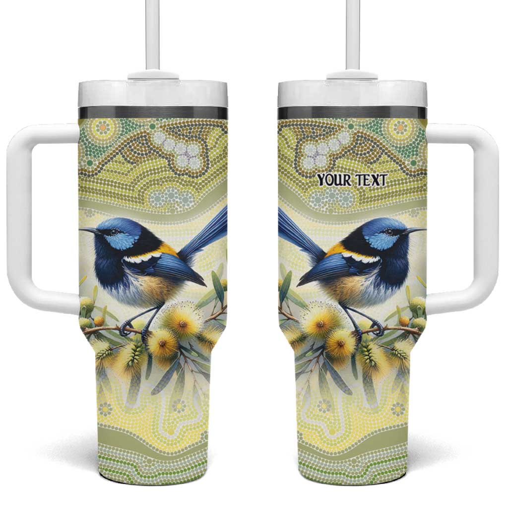 Splendid Fairy-wren Personalised Tumbler With Handle Aboriginal Australian Dot Painting - Aussie Hoodie