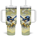Splendid Fairy-wren Personalised Tumbler With Handle Aboriginal Australian Dot Painting - Aussie Hoodie