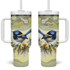 Splendid Fairy-wren Personalised Tumbler With Handle Aboriginal Australian Dot Painting - Aussie Hoodie