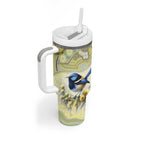 Splendid Fairy-wren Personalised Tumbler With Handle Aboriginal Australian Dot Painting - Aussie Hoodie