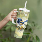 Splendid Fairy-wren Personalised Tumbler With Handle Aboriginal Australian Dot Painting - Aussie Hoodie