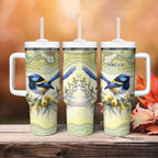 Splendid Fairy-wren Personalised Tumbler With Handle Aboriginal Australian Dot Painting - Aussie Hoodie