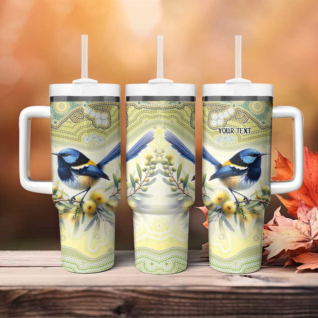 Splendid Fairy-wren Personalised Tumbler With Handle Aboriginal Australian Dot Painting - Aussie Hoodie