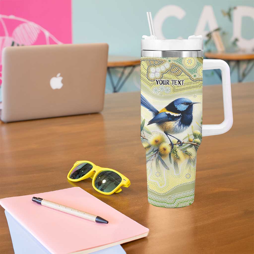 Splendid Fairy-wren Personalised Tumbler With Handle Aboriginal Australian Dot Painting - Aussie Hoodie