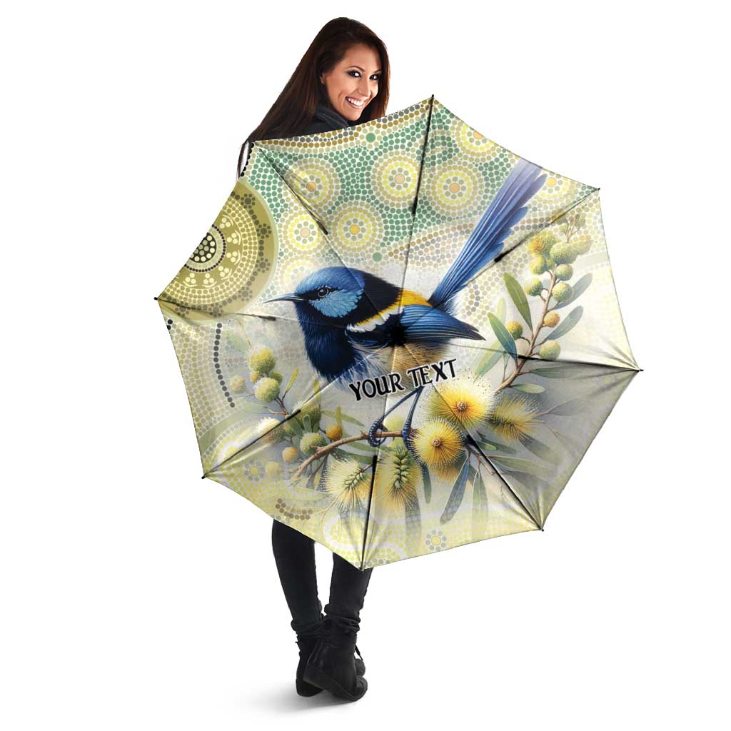 Splendid Fairy-wren Personalised Umbrella Aboriginal Australian Dot Painting - Aussie Hoodie