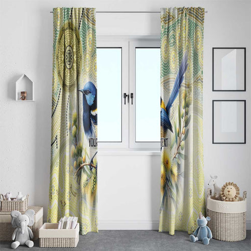 Splendid Fairy-wren Personalised Window Curtain Aboriginal Australian Dot Painting - Aussie Hoodie