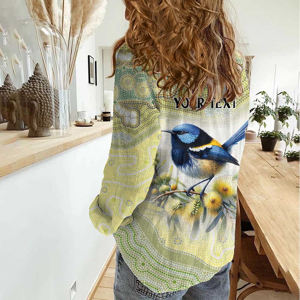 Splendid Fairy-wren Personalised Women Casual Shirt Aboriginal Australian Dot Painting - Aussie Hoodie