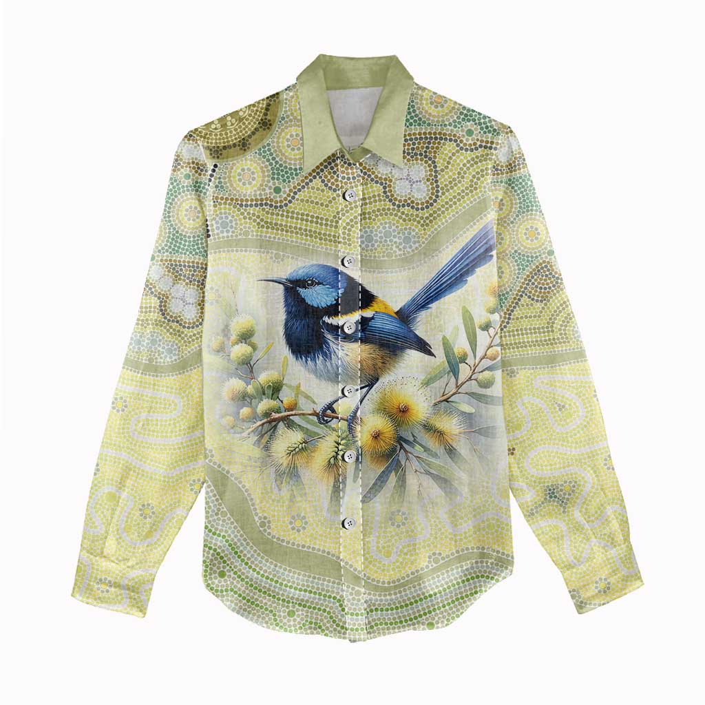 Splendid Fairy-wren Personalised Women Casual Shirt Aboriginal Australian Dot Painting - Aussie Hoodie