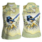 Splendid Fairy-wren Personalised Women Sleeveless Polo Shirt Aboriginal Australian Dot Painting - Aussie Hoodie