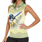 Splendid Fairy-wren Personalised Women Sleeveless Polo Shirt Aboriginal Australian Dot Painting - Aussie Hoodie