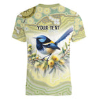 Splendid Fairy-wren Personalised Women V-Neck T-Shirt Aboriginal Australian Dot Painting - Aussie Hoodie