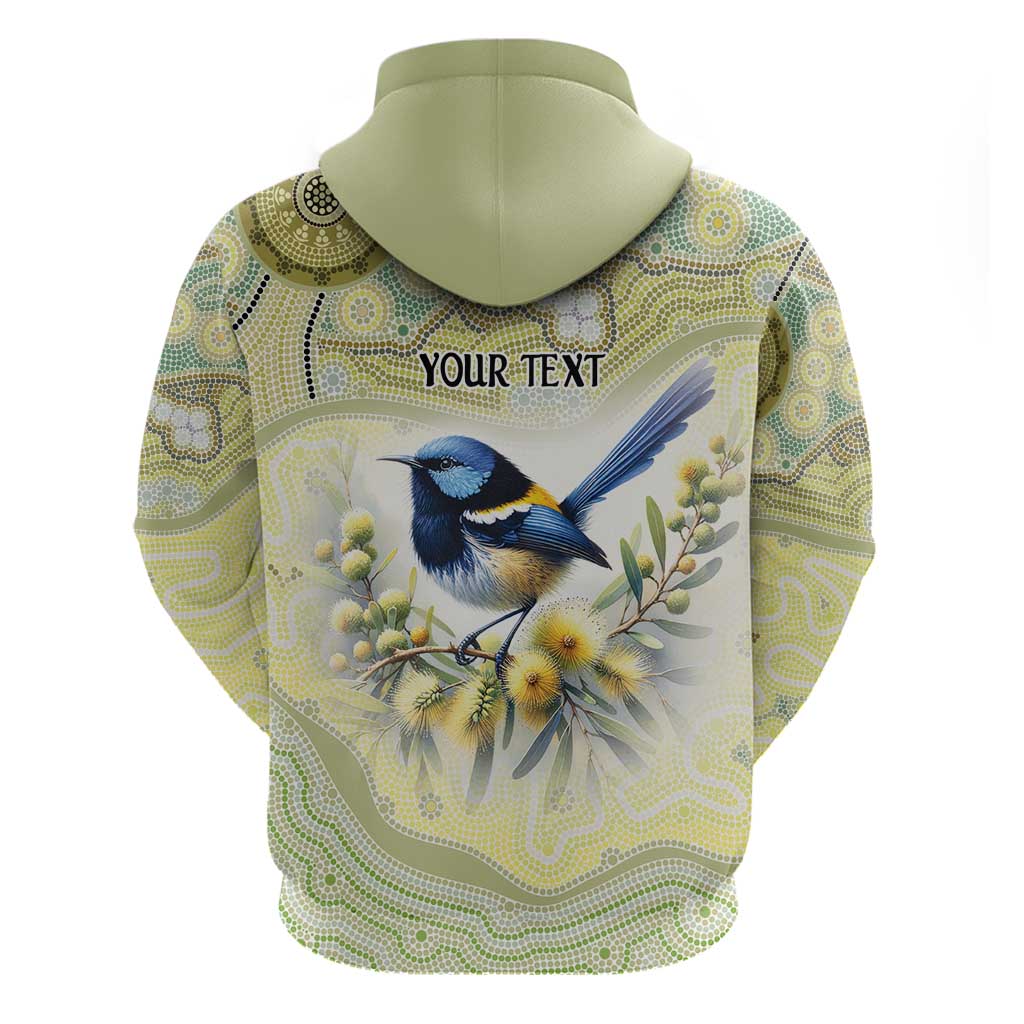Splendid Fairy-wren Personalised Zip Hoodie Aboriginal Australian Dot Painting - Aussie Hoodie