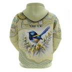 Splendid Fairy-wren Personalised Zip Hoodie Aboriginal Australian Dot Painting - Aussie Hoodie