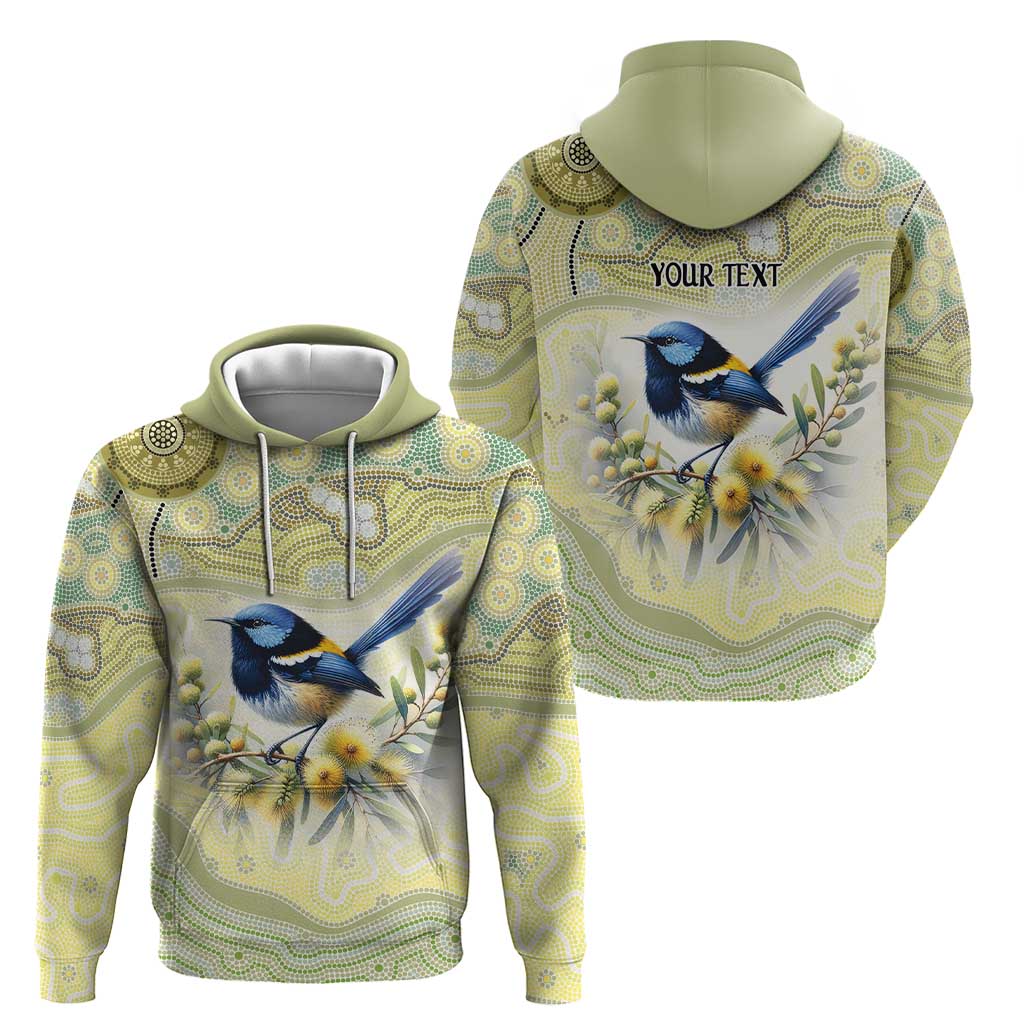 Splendid Fairy-wren Personalised Zip Hoodie Aboriginal Australian Dot Painting - Aussie Hoodie