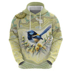 Splendid Fairy-wren Personalised Zip Hoodie Aboriginal Australian Dot Painting - Aussie Hoodie