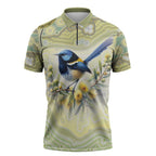 Splendid Fairy-wren Personalised Zipper Polo Shirt Aboriginal Australian Dot Painting - Aussie Hoodie