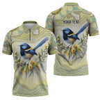 Splendid Fairy-wren Personalised Zipper Polo Shirt Aboriginal Australian Dot Painting - Aussie Hoodie