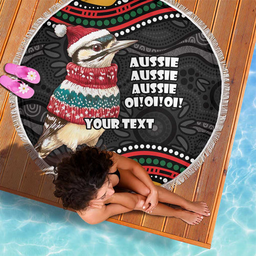 Personalised Australian Woodpecker Christmas Beach Blanket - Aussie Hoodie