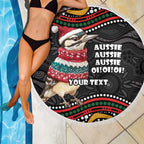 Personalised Australian Woodpecker Christmas Beach Blanket - Aussie Hoodie