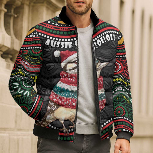 Personalised Australian Woodpecker Christmas Bomber Puffer Jacket - Aussie Hoodie