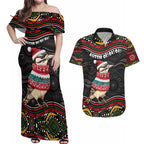Personalised Australian Woodpecker Christmas Couples Matching Off Shoulder Maxi Dress and Hawaiian Shirt - Aussie Hoodie