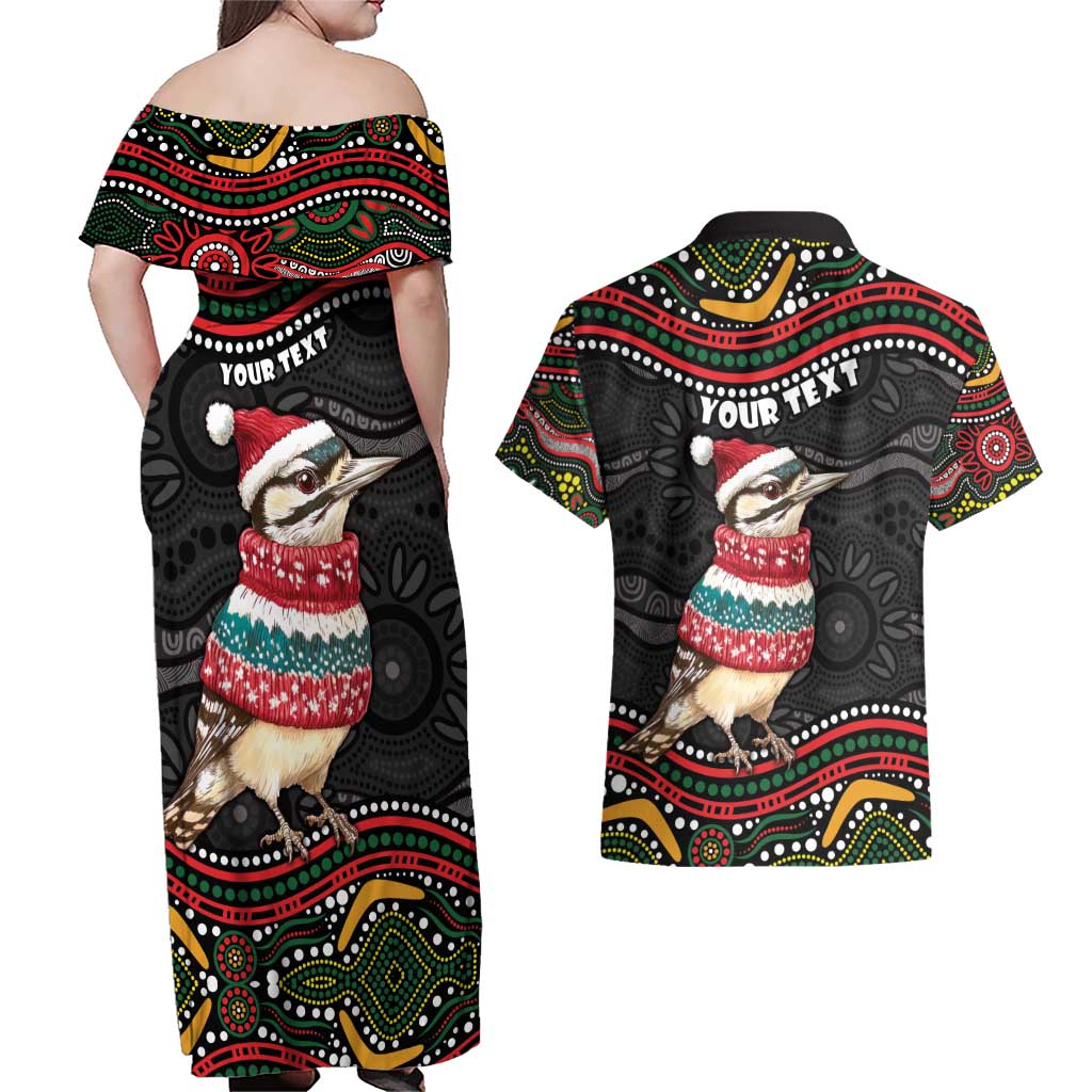 Personalised Australian Woodpecker Christmas Couples Matching Off Shoulder Maxi Dress and Hawaiian Shirt - Aussie Hoodie