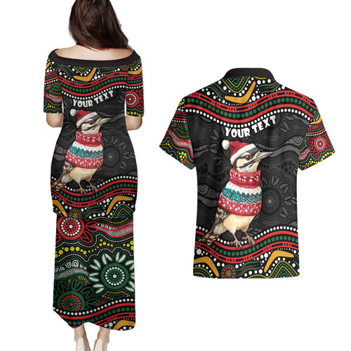 Personalised Australian Woodpecker Christmas Couples Matching Puletasi and Hawaiian Shirt - Aussie Hoodie