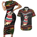 Personalised Australian Woodpecker Christmas Couples Matching Short Sleeve Bodycon Dress and Hawaiian Shirt - Aussie Hoodie