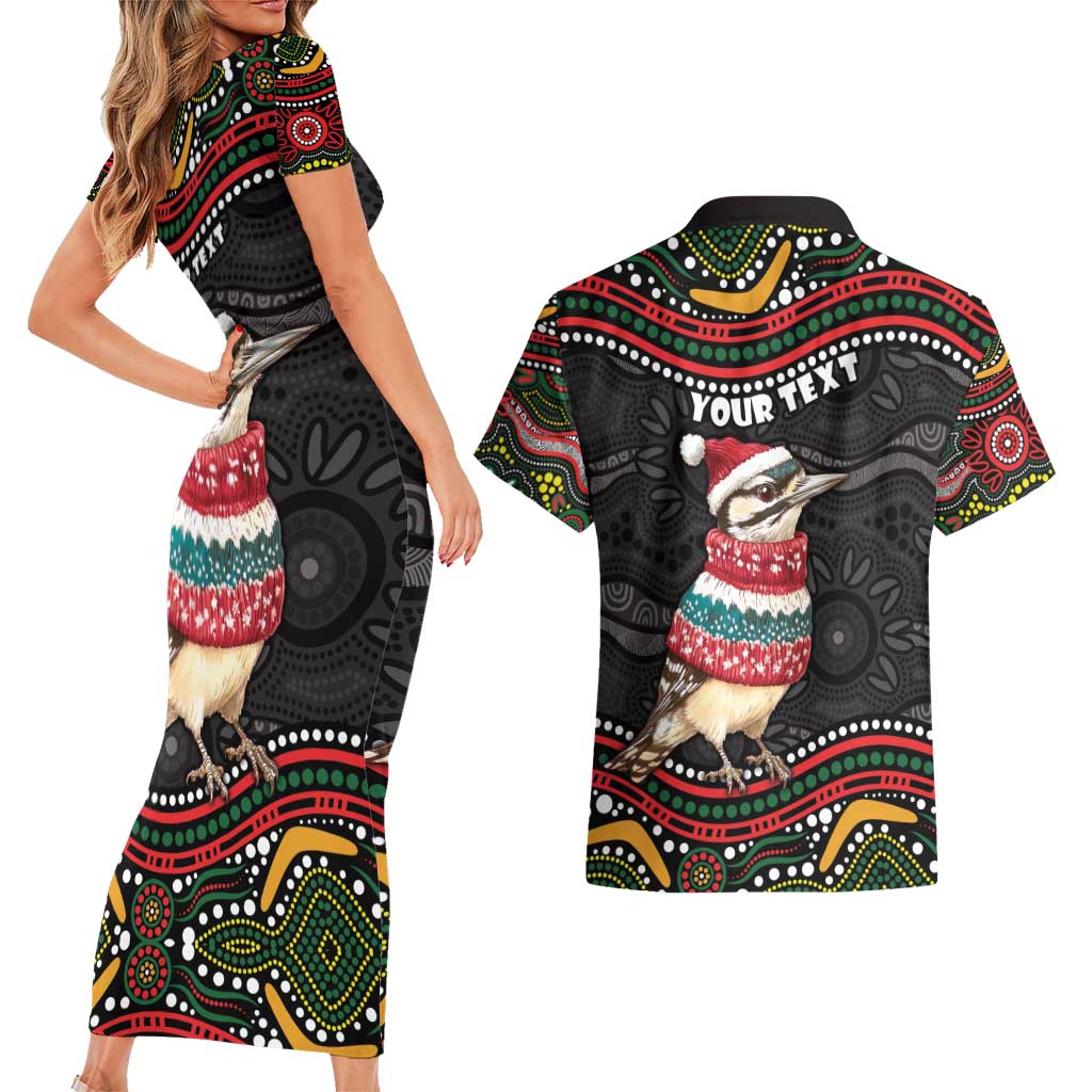 Personalised Australian Woodpecker Christmas Couples Matching Short Sleeve Bodycon Dress and Hawaiian Shirt - Aussie Hoodie