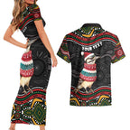Personalised Australian Woodpecker Christmas Couples Matching Short Sleeve Bodycon Dress and Hawaiian Shirt - Aussie Hoodie