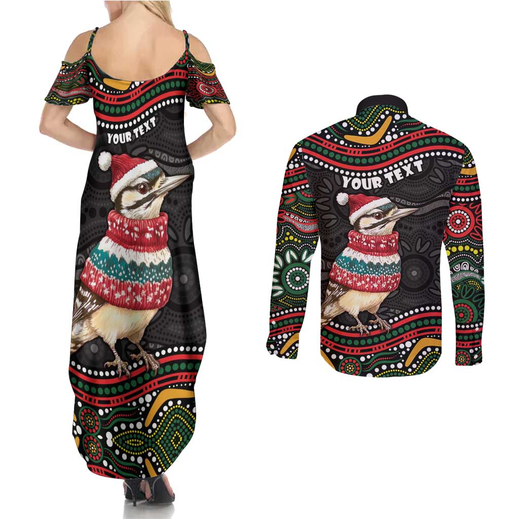 Personalised Australian Woodpecker Christmas Couples Matching Summer Maxi Dress and Long Sleeve Button Shirt - Aussie Hoodie
