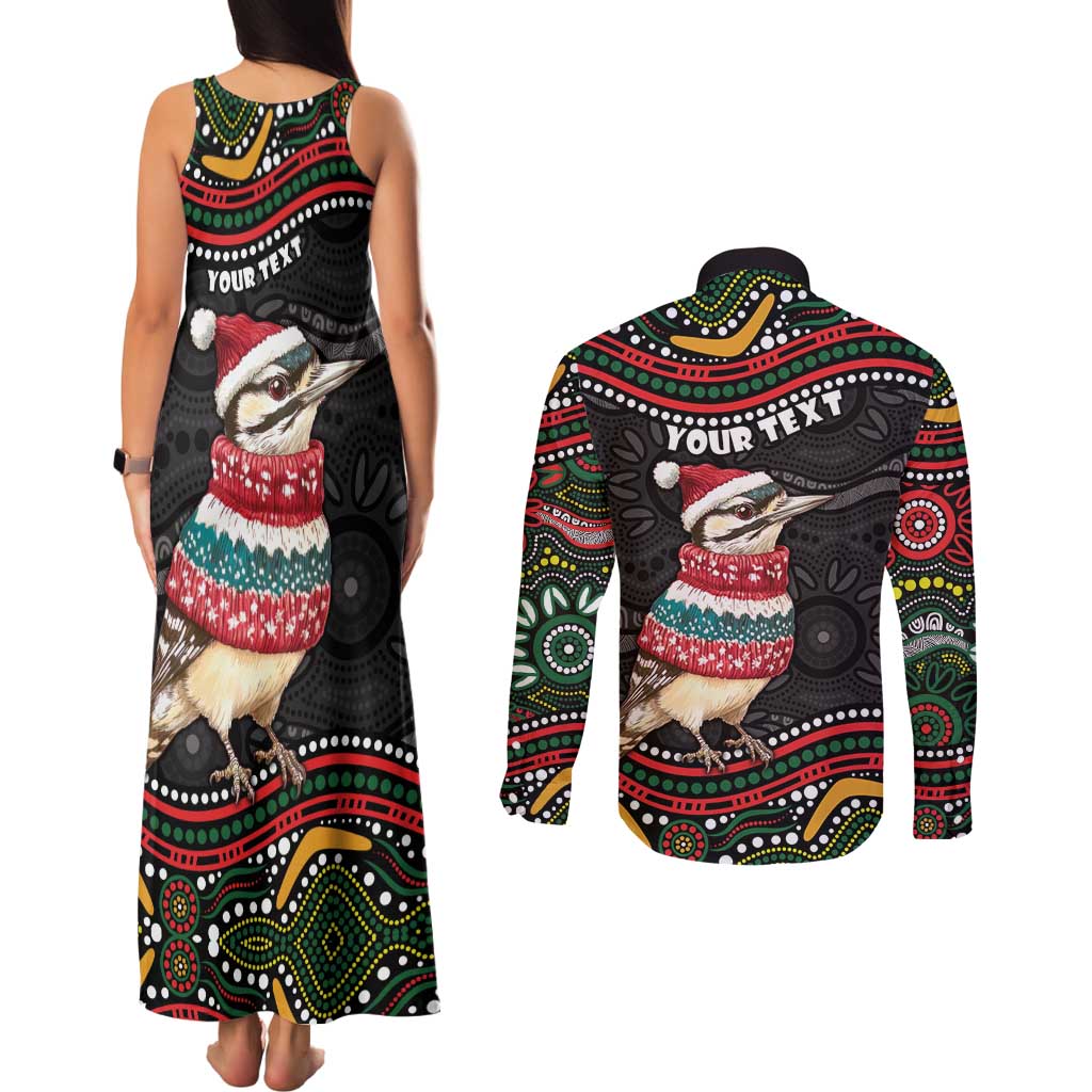 Personalised Australian Woodpecker Christmas Couples Matching Tank Maxi Dress and Long Sleeve Button Shirt - Aussie Hoodie