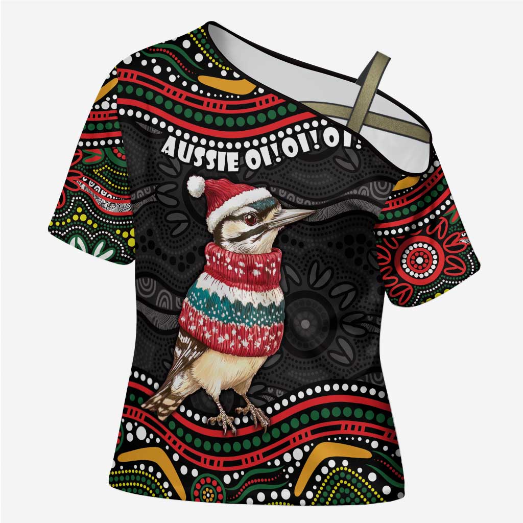 Personalised Australian Woodpecker Christmas Cross Shoulder Shirt - Aussie Hoodie