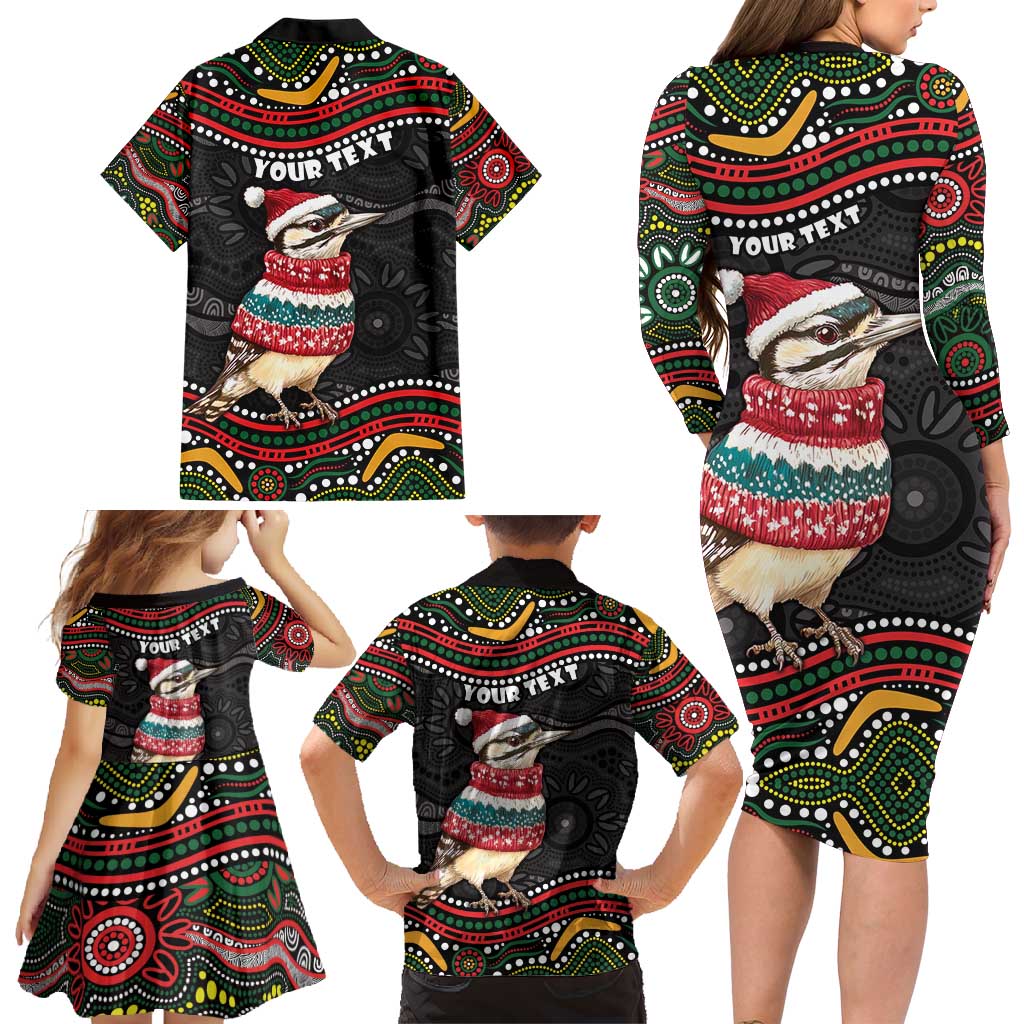 Personalised Australian Woodpecker Christmas Family Matching Long Sleeve Bodycon Dress and Hawaiian Shirt - Aussie Hoodie