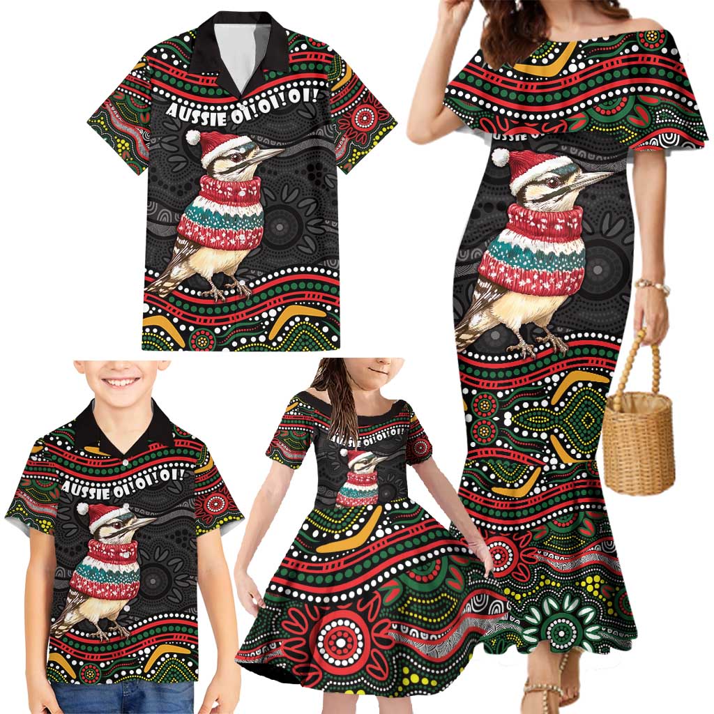 Personalised Australian Woodpecker Christmas Family Matching Mermaid Dress and Hawaiian Shirt - Aussie Hoodie