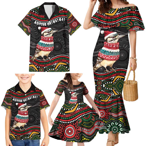 Personalised Australian Woodpecker Christmas Family Matching Mermaid Dress and Hawaiian Shirt - Aussie Hoodie