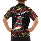 Personalised Australian Woodpecker Christmas Family Matching Off The Shoulder Long Sleeve Dress and Hawaiian Shirt - Aussie Hoodie