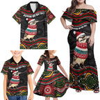 Personalised Australian Woodpecker Christmas Family Matching Off Shoulder Maxi Dress and Hawaiian Shirt - Aussie Hoodie