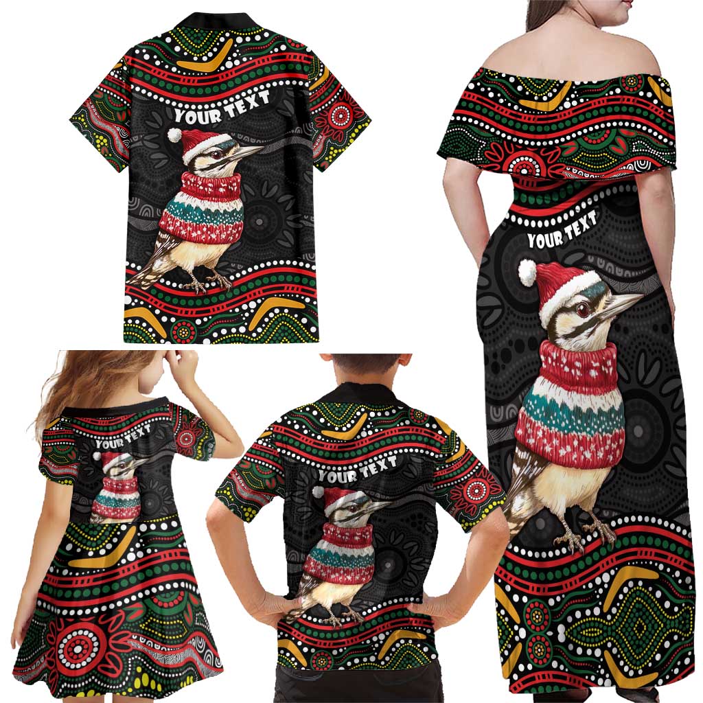 Personalised Australian Woodpecker Christmas Family Matching Off Shoulder Maxi Dress and Hawaiian Shirt - Aussie Hoodie