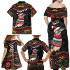 Personalised Australian Woodpecker Christmas Family Matching Off Shoulder Maxi Dress and Hawaiian Shirt - Aussie Hoodie