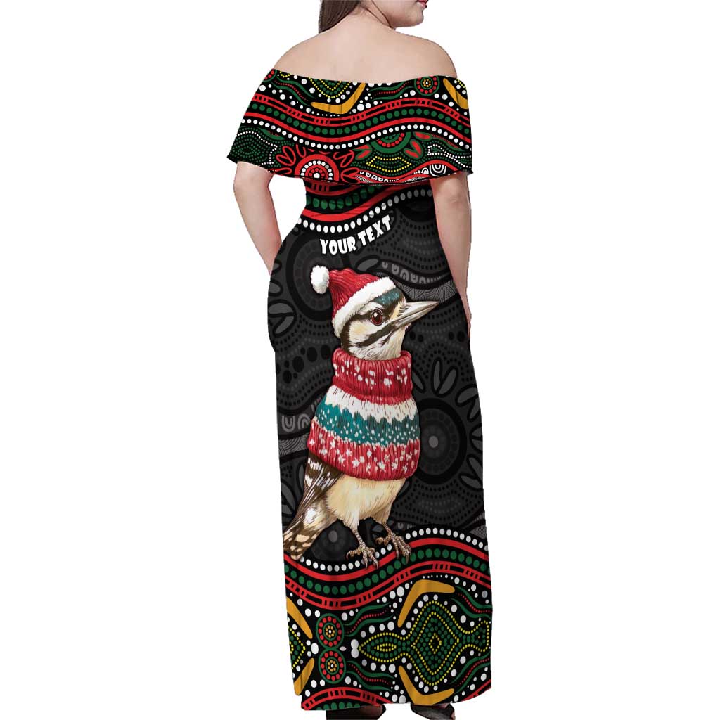 Personalised Australian Woodpecker Christmas Family Matching Off Shoulder Maxi Dress and Hawaiian Shirt - Aussie Hoodie