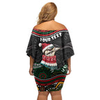 Personalised Australian Woodpecker Christmas Family Matching Off Shoulder Short Dress and Hawaiian Shirt - Aussie Hoodie