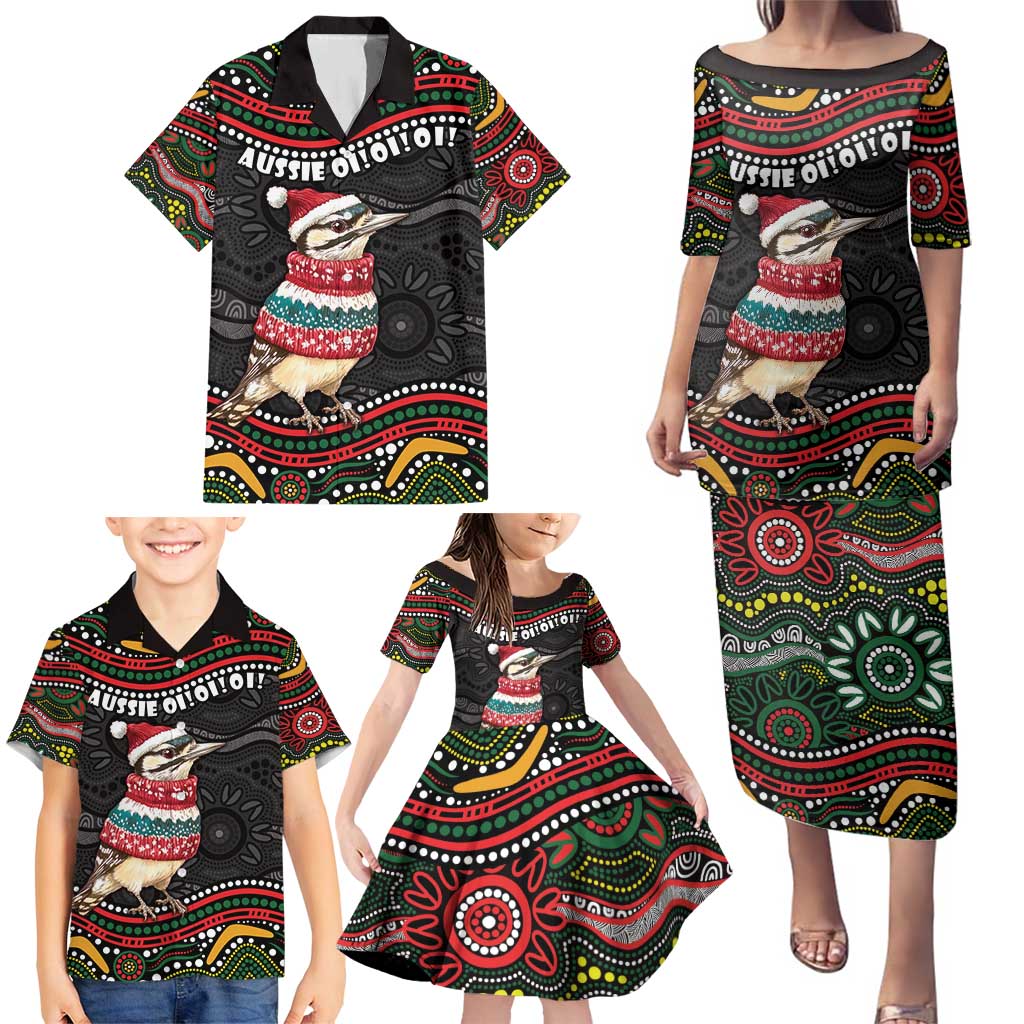 Personalised Australian Woodpecker Christmas Family Matching Puletasi and Hawaiian Shirt - Aussie Hoodie